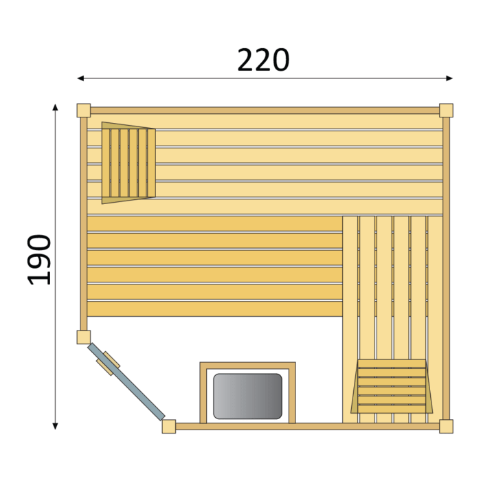Binnensauna massief SK700 hoek - Afbeelding 2