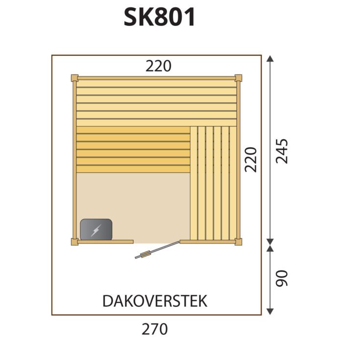 Buitensauna massief SK801 - Afbeelding 2