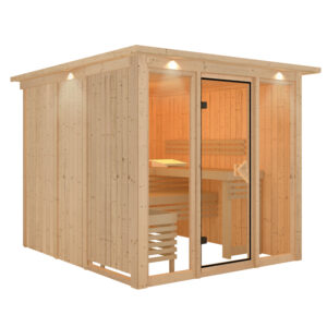 Sauna "Askja" glazen pui met dakkraag