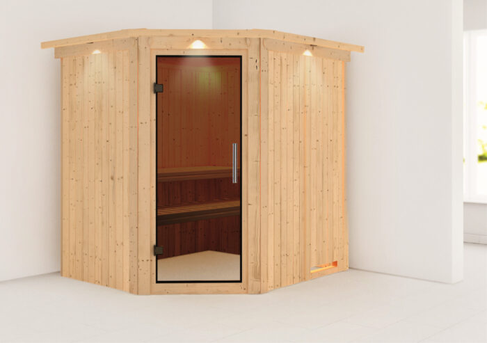 Sauna "Siirin" met grafietkleurige deur en dakkraag - Afbeelding 10