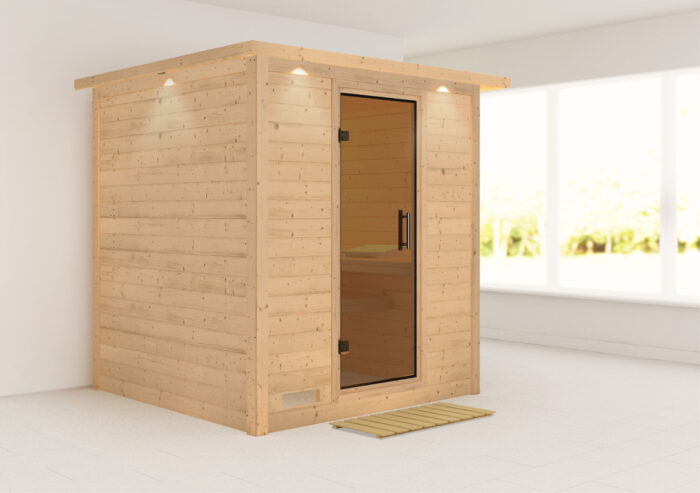 Sauna "Mojave" met grafietkleurige deur en dakkraag - Afbeelding 11