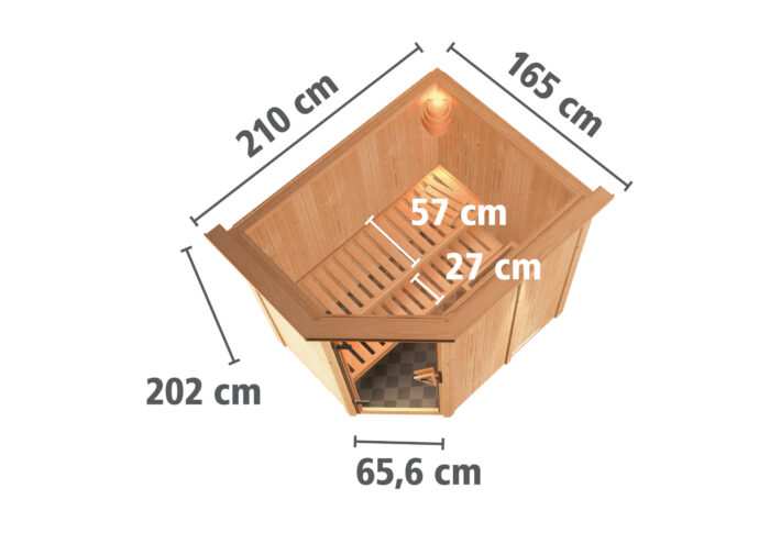Sauna "Carin" met grafietkleurige deur en dakkraag - Afbeelding 12