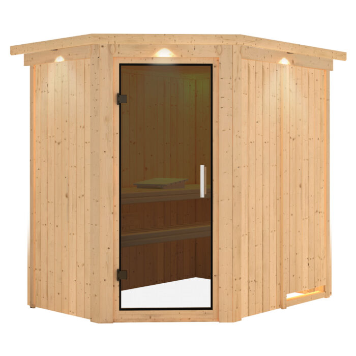 Sauna "Carin" met grafietkleurige deur en dakkraag - Afbeelding 13