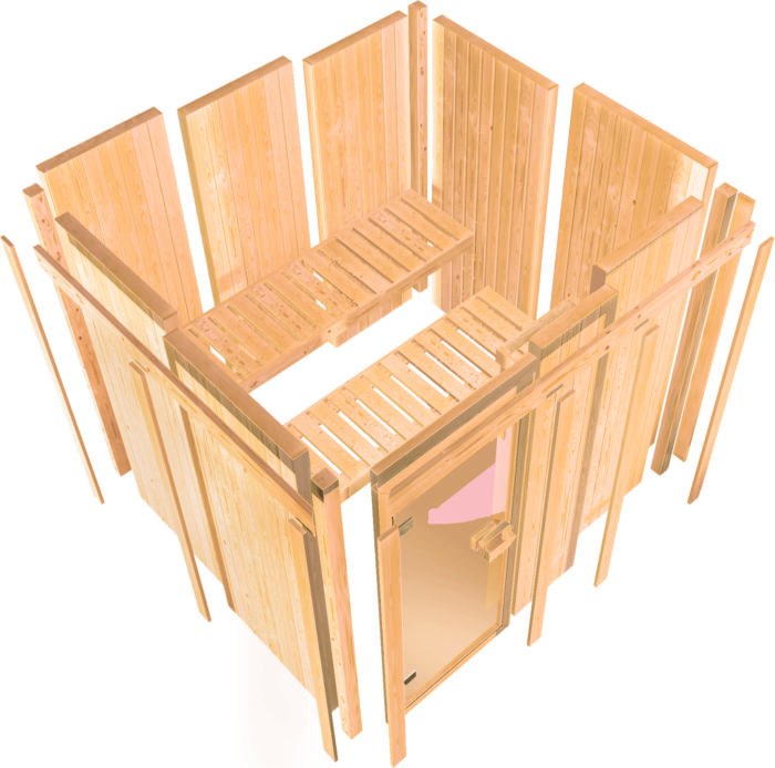 Sauna "Carin" met grafietkleurige deur en dakkraag - Afbeelding 6