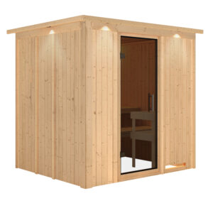 Sauna "Sodin" met grafietkleurige deur en dakkraag