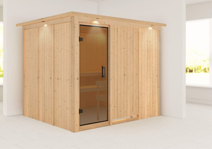 Sauna "Gobin" met grafietkleurige deur en dakkraag - Afbeelding 9