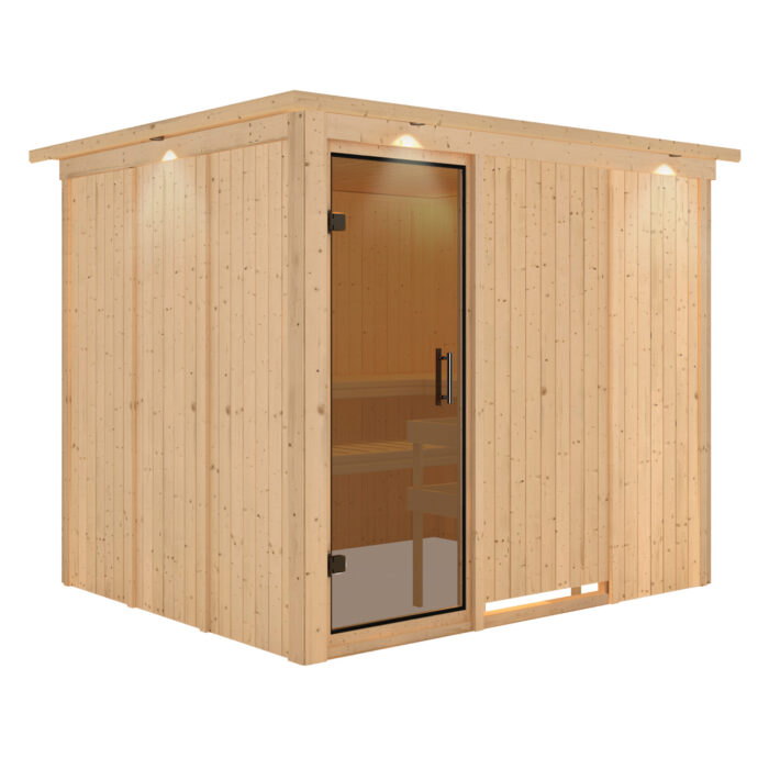 Sauna "Gobin" met grafietkleurige deur en dakkraag - Afbeelding 11