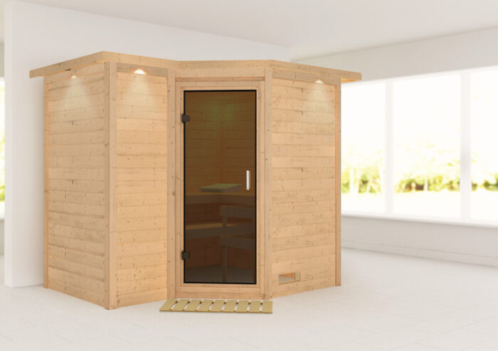 Sauna "Sahib 2" met grafietkleurige deur en dakkraag - Afbeelding 10