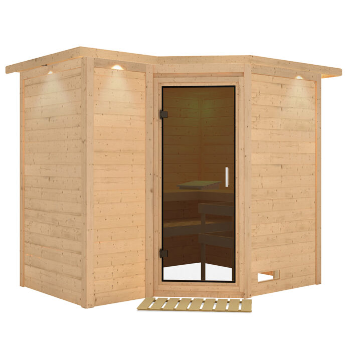 Sauna "Sahib 2" met grafietkleurige deur en dakkraag - Afbeelding 12