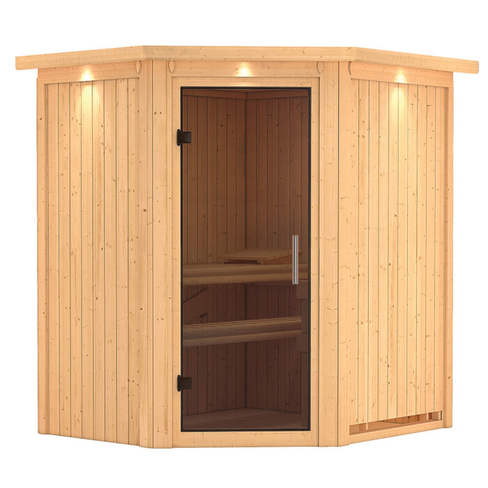 Sauna "Taurin" met grafietkleurige deur en dakkraag