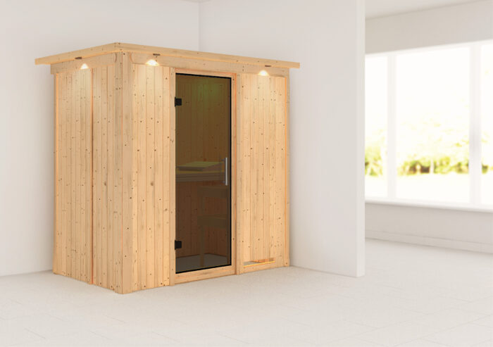Sauna "Variado" met grafietkleurige deur en dakkraag - Afbeelding 13