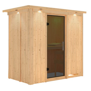 Sauna "Variado" met grafietkleurige deur en dakkraag