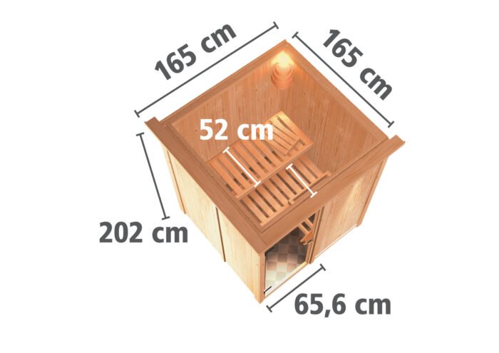 Sauna "Minja" met grafietkleurige deur en dakkraag - Afbeelding 10