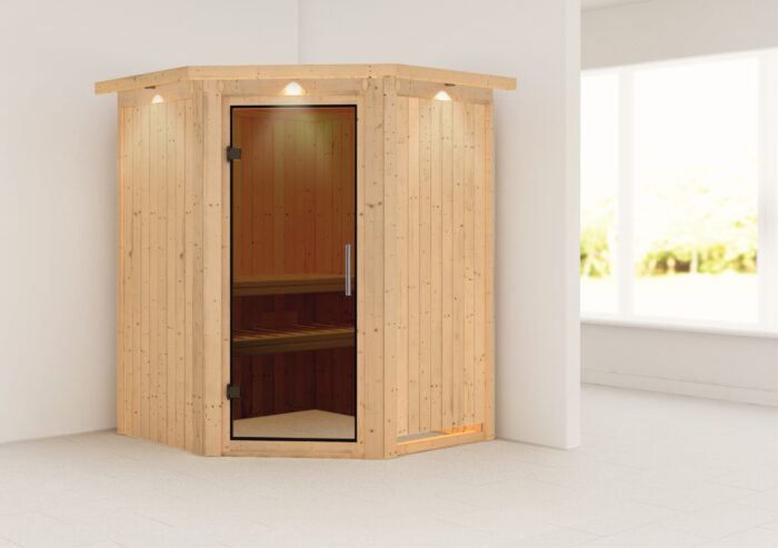 Sauna "Nanja" met grafietkleurige deur en dakkraag - Afbeelding 10