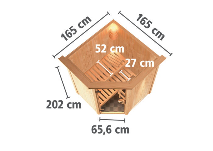 Sauna "Nanja" met grafietkleurige deur en dakkraag - Afbeelding 11