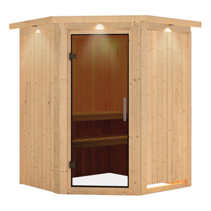 Sauna "Nanja" met grafietkleurige deur en dakkraag