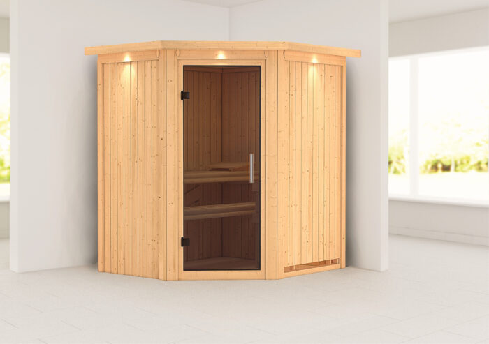 Sauna "Tonja" met grafietkleurige deur en dakkraag - Afbeelding 6