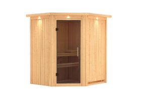 Sauna "Tonja" met grafietkleurige deur en dakkraag