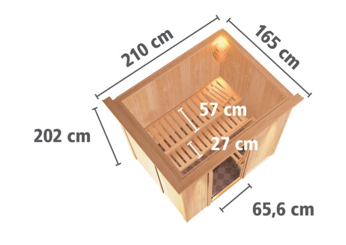 Sauna "Fanja" met grafietkleurige deur en dakkraag - Afbeelding 8