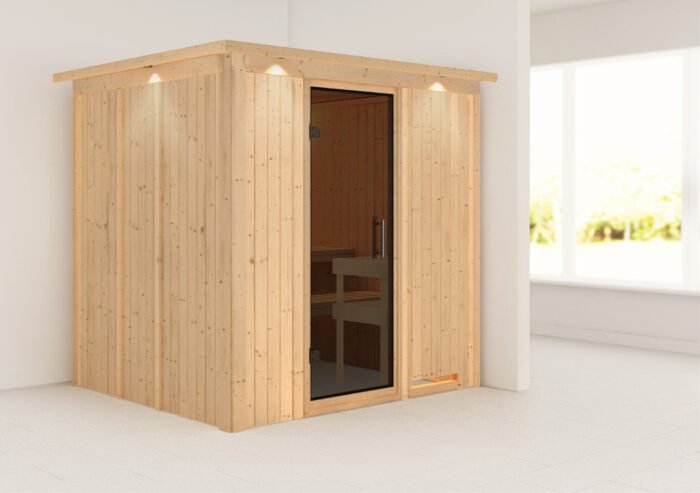 Sauna "Daria" met grafietkleurige deur en dakkraag - Afbeelding 12