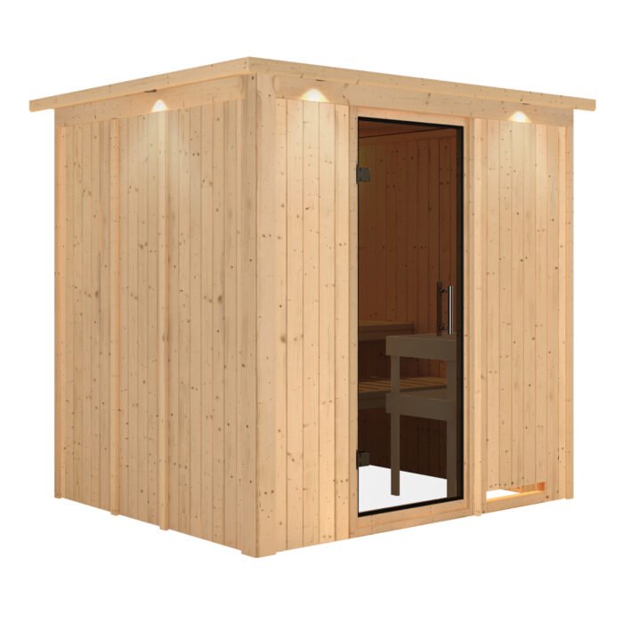 Sauna "Daria" met grafietkleurige deur en dakkraag - Afbeelding 14