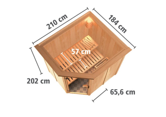 Sauna "Lilja" met grafietkleurige deur en dakkraag - Afbeelding 9