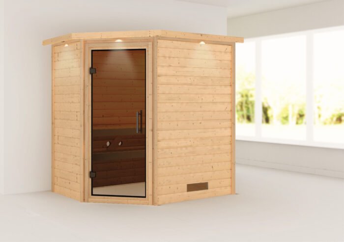 Sauna "Cilja" met grafietkleurige deur en dakkraag - Afbeelding 2