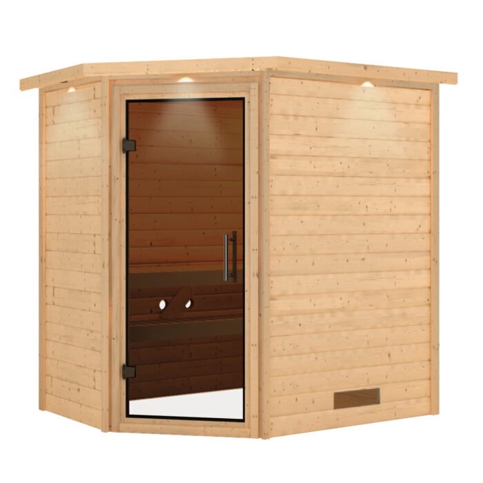 Sauna "Cilja" met grafietkleurige deur en dakkraag