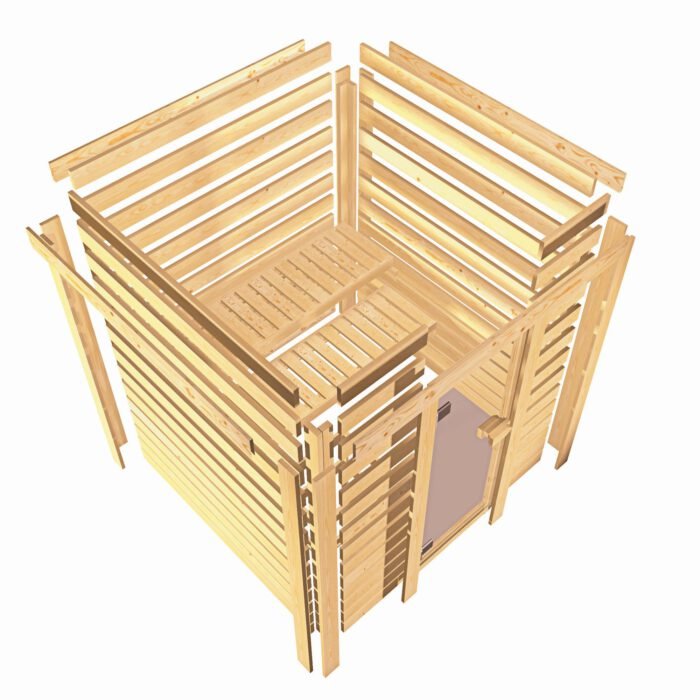 Sauna "Cilja" met grafietkleurige deur en dakkraag - Afbeelding 6