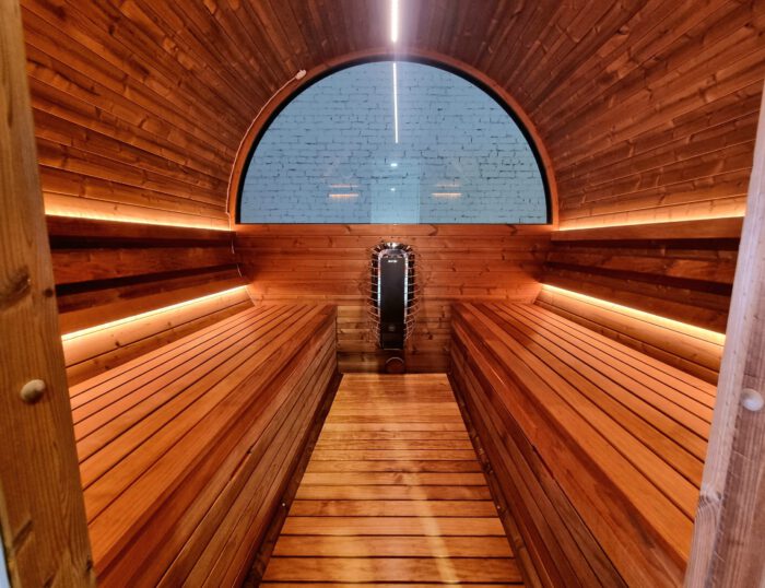 Barrelsauna 225 met zitje Thermowood - Afbeelding 11