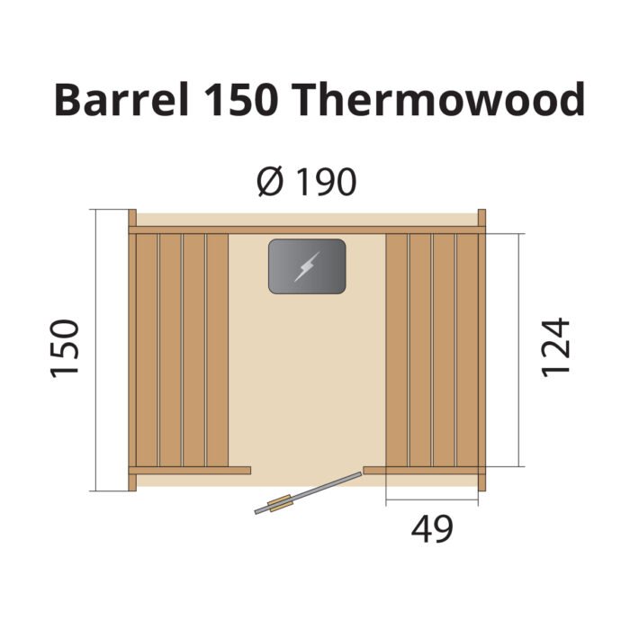 Barrelsauna 150 Thermowood - Afbeelding 2