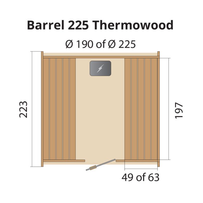 Barrelsauna 225 Thermowood - Afbeelding 2