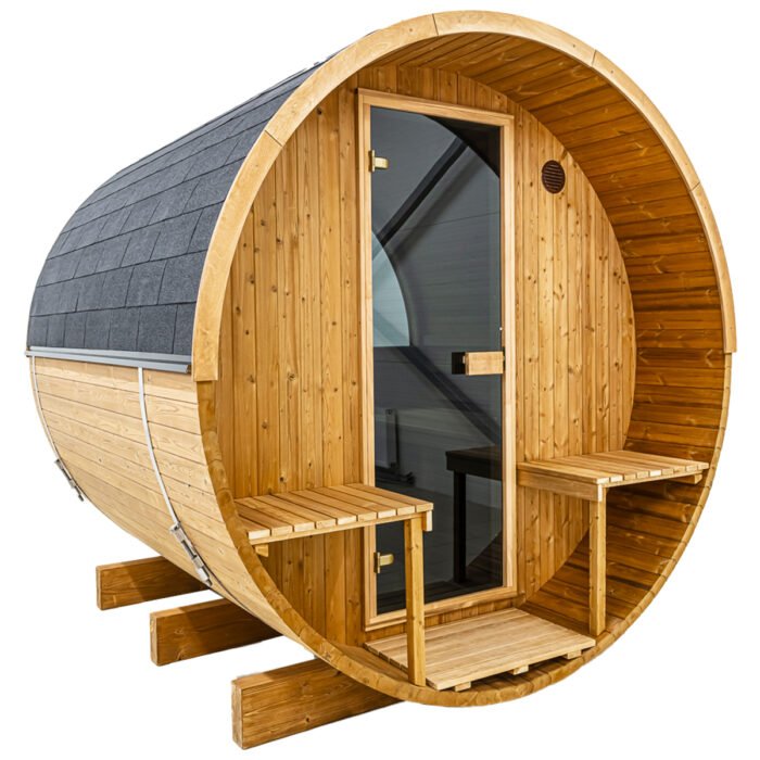 Barrelsauna 225 met zitje Thermowood