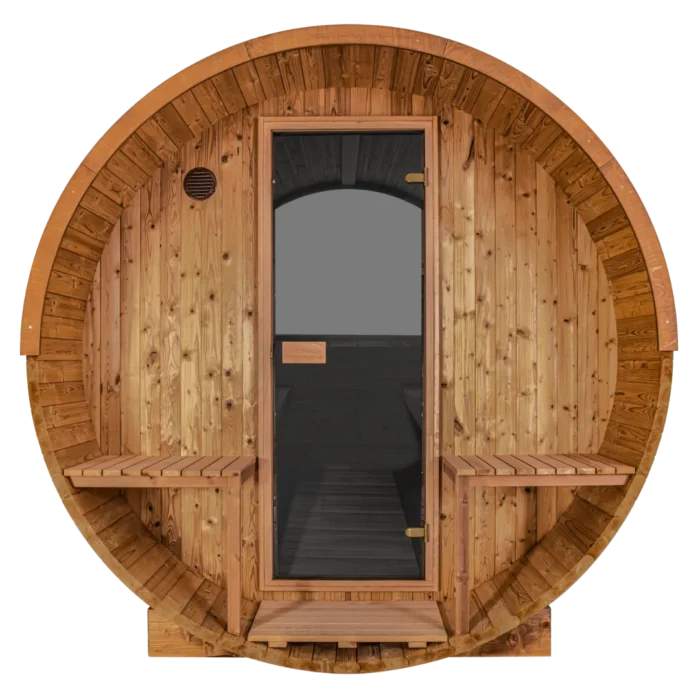 Barrelsauna 225 met zitje Thermowood - Afbeelding 3